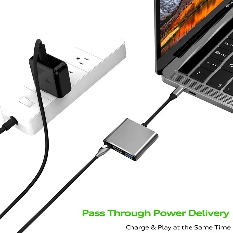 USB C HUB 3in1 Type C 3.0 to H - Usb C To Hdmi ulasan dan harga