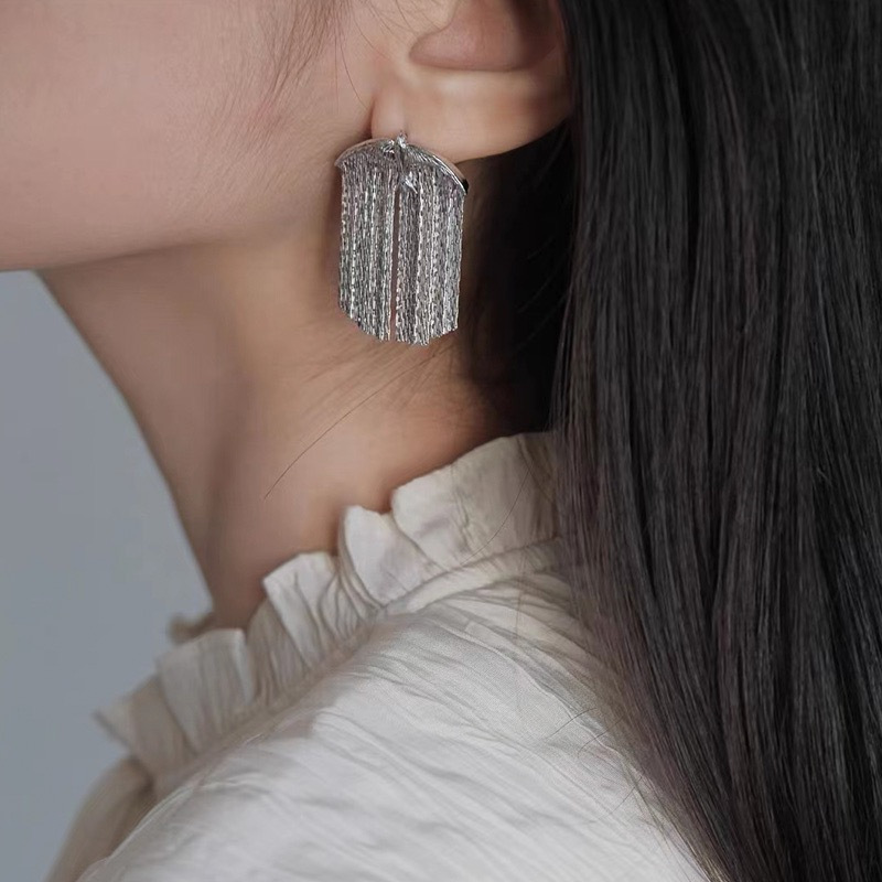 Silver Color Stud Drop Earring - Tech Accessories Dropshipping ulasan dan harga