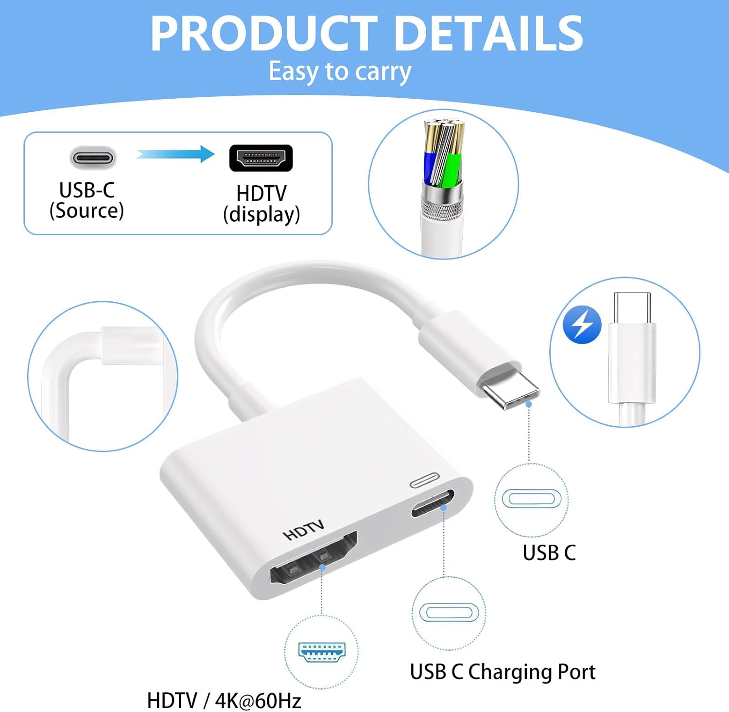 USB C to HDMI, Suitable for TV - Usb C To Hdmi ulasan dan harga