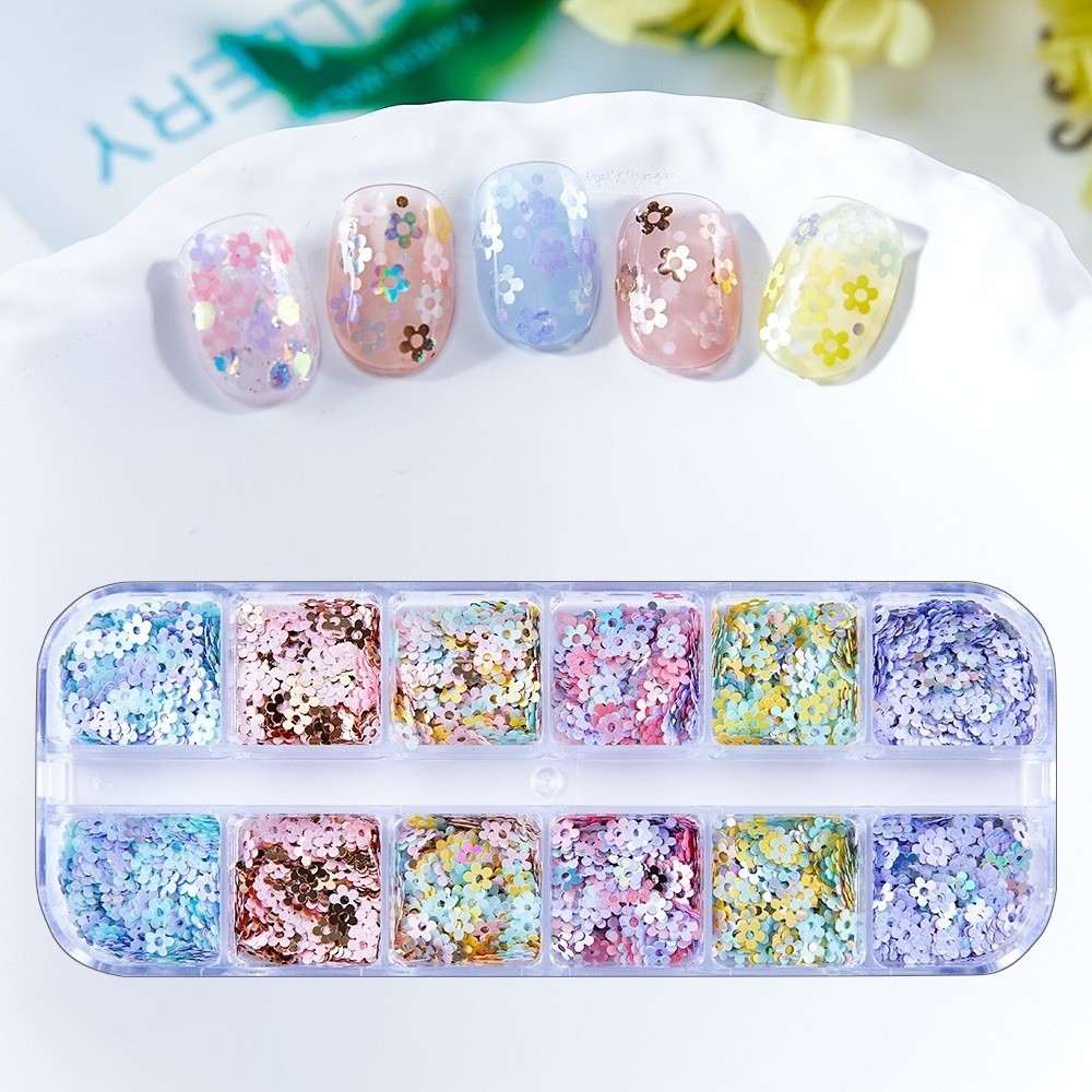 12-Grid Nail Art Sequins Laser - Tech Accessories Box ulasan dan harga